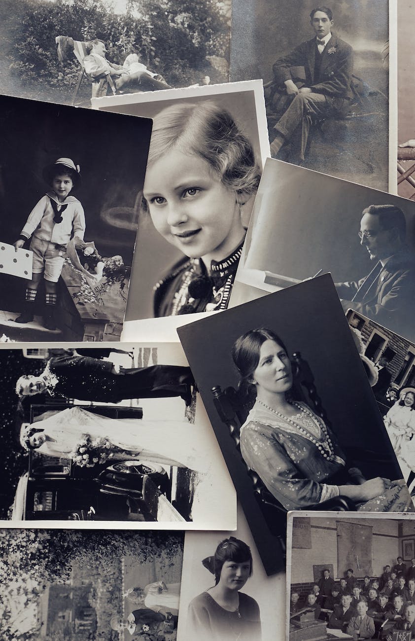 grayscale photo of old pictures