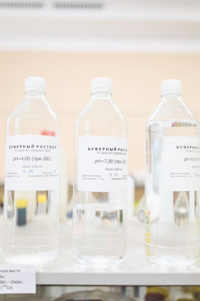 chemicals in bottles