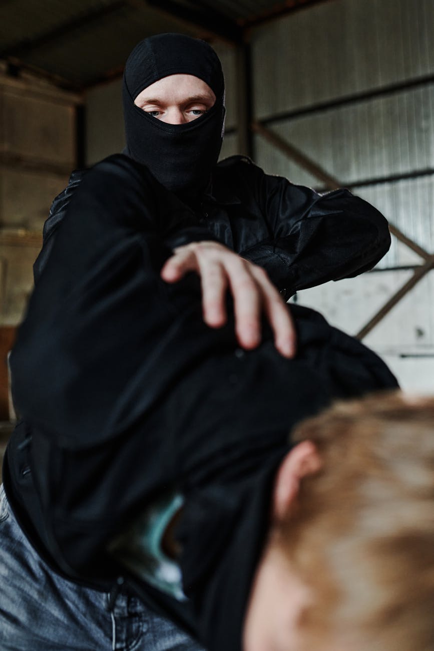 man wearing black balaclava